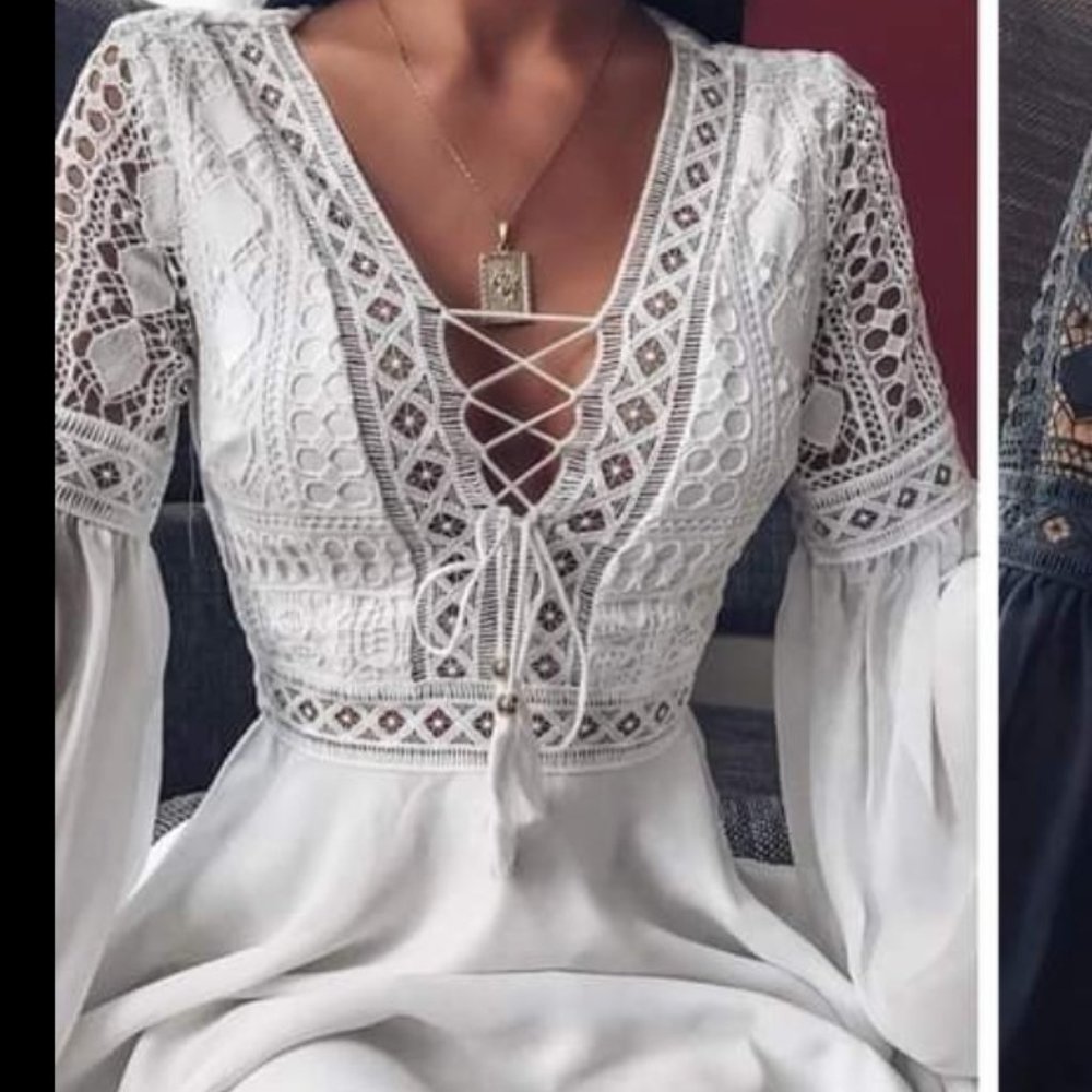 NWOT White Lace Boho Dress